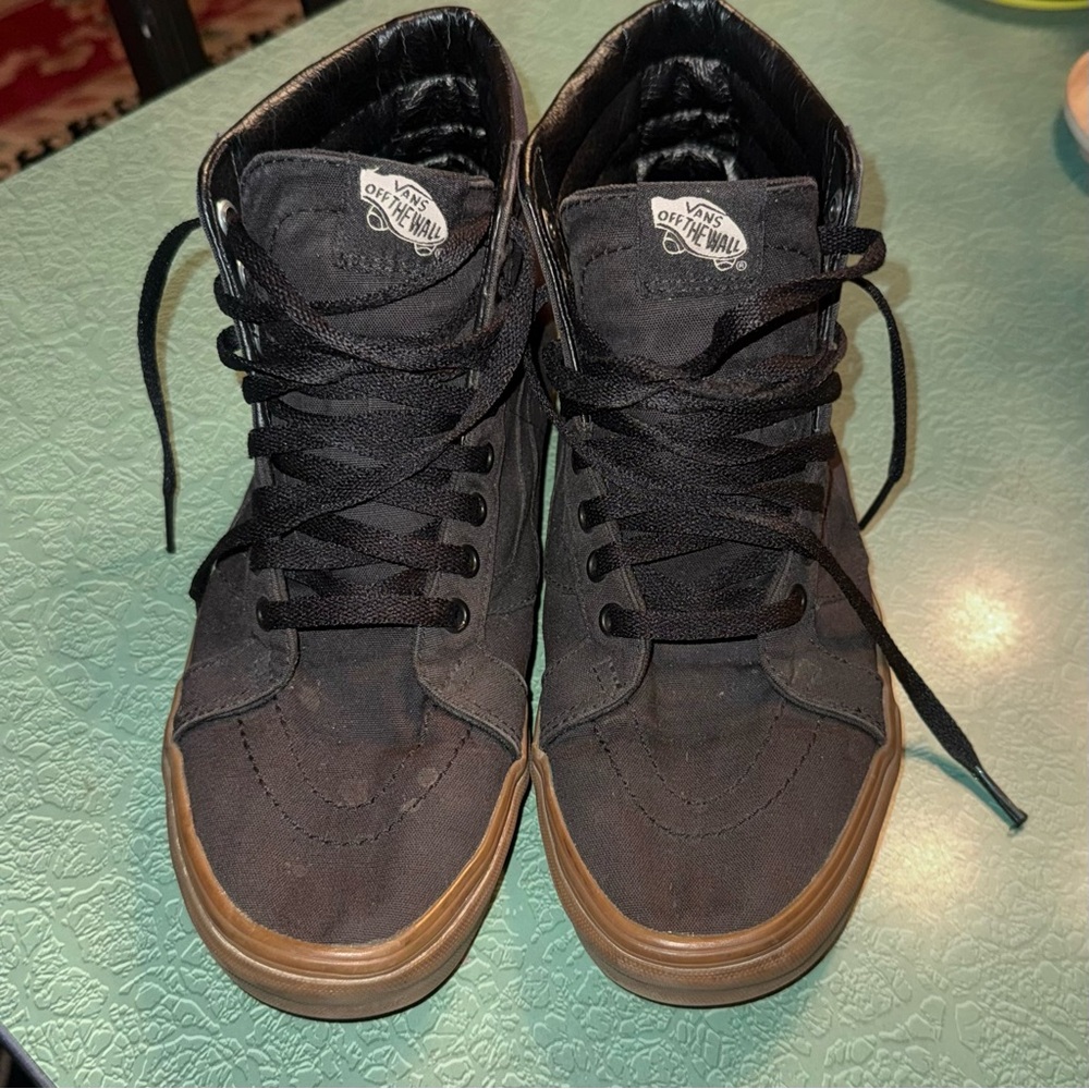 Classic Vans Black and Brown High-Top Sneakers